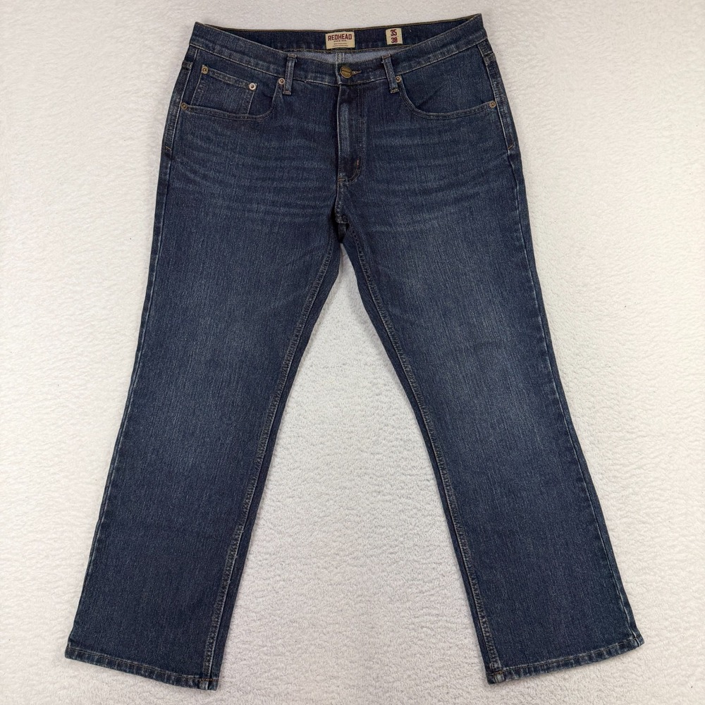 Red Head Brand Denim Flex Fit Blue Jeans 35x30 (35.5x27) Straight Dark Wash